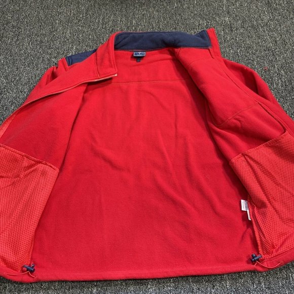 VINEYARD VINES 3 Pocket Fleece Full Zip Navy Red Navy Logo Jacket Small - Picture 4 of 10